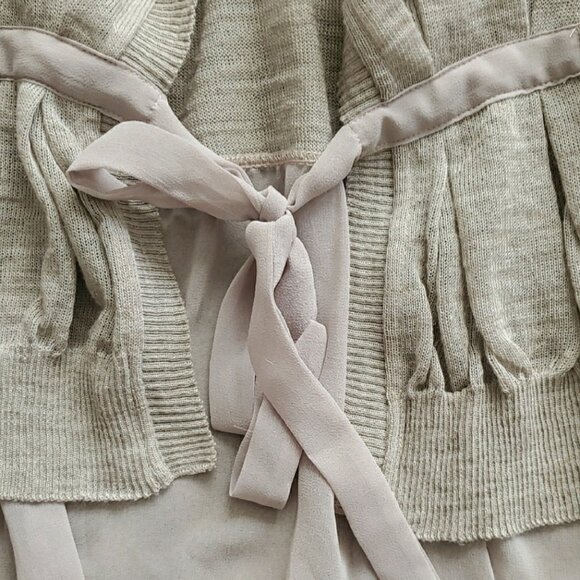 La Fee Maraboutee Women's Chic Beige Linen Blend Lace Detail Cardigan Size S - Picture 10 of 12